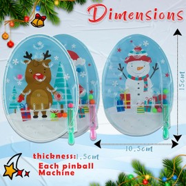 3Pcs Christmas Pinball Machines, Snowman, Santa and Reindeer Pinball Machines for Birthday Summer Gifts, Goodie Bag Fillers Classroom Prizes for Kids Ages 3+Y, Size-15cm