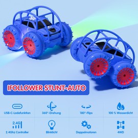 ifollower Direct Charge Amphibian Remote Controlled Car 15 km/h, 2.4 GHz 360° Stunt Blue