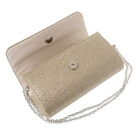 IOOOFU Women's Evening Shoulder Bag Bridal Clutch Party Prom Wedding Envelope Handbag - Champagne, 20x11x5cm/7.87x4.33x1.97in