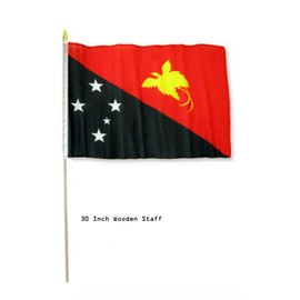 JumpingLight 12x18 12"x18" Papua New Guinea Country Stick Flag 30" Wood Staff - Quality Flags