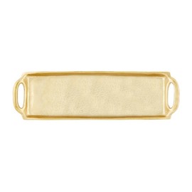 Santa Barbara Design Studio Serving Tray With Handles Rectangular Aluminum Platter, Small, Gold