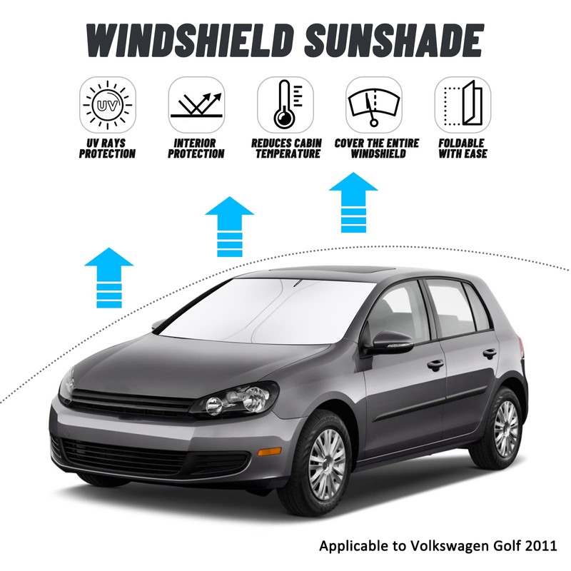 D-Lumina Windshield Sun Shade for V.olkswagen Golf 2011 Accessories, Sun