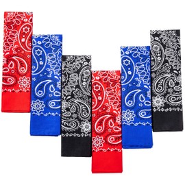 EVERY-VILLE Where EVERYone is Welcome 6 Pack Red Black Blue Bandana for Women Men Gift Packaging - 55x55cm, Paisley - Cowgirl Cowboy Motorbike Accessories Scarf Headband Neckerchief