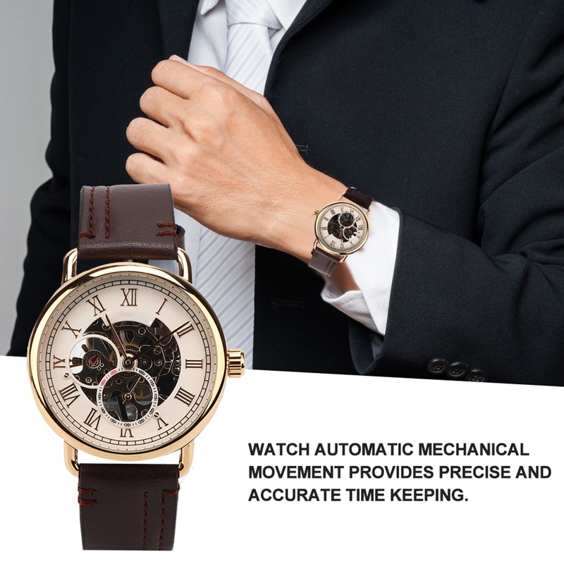FORSINING Fashionable Wrist Watch Mechanical Semi Automatic Hollow Pattern Men's