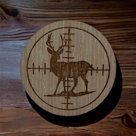 Genuine Wood Laser Engraved Sticker, Deer Hunter, Hunting Wooden Craft Sticker, Etched Decal for Water Bottle, Laptop, Home Decor, DIY, Scrapbooking, Wall Art, Planner, Tumbler, USA Made
