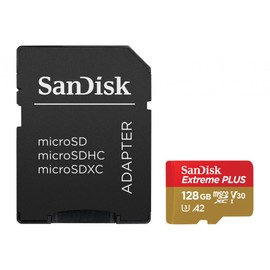 SANDISK - CARDS EXTREME PLUS MICROSDXC 128GB+SD ADAPTER 200MB/S 90MB/S A2 C10 V3