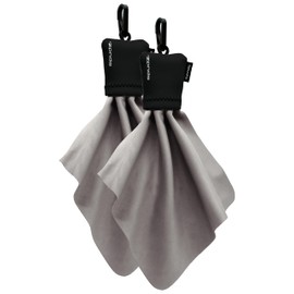 SPUDZ Classic Microfiber Lens Cleaner – Clip-On Pouch, Washable – for Binoculars, Scopes, Glasses, Screens | Black, 6 x 6 Inch (2-Pack)