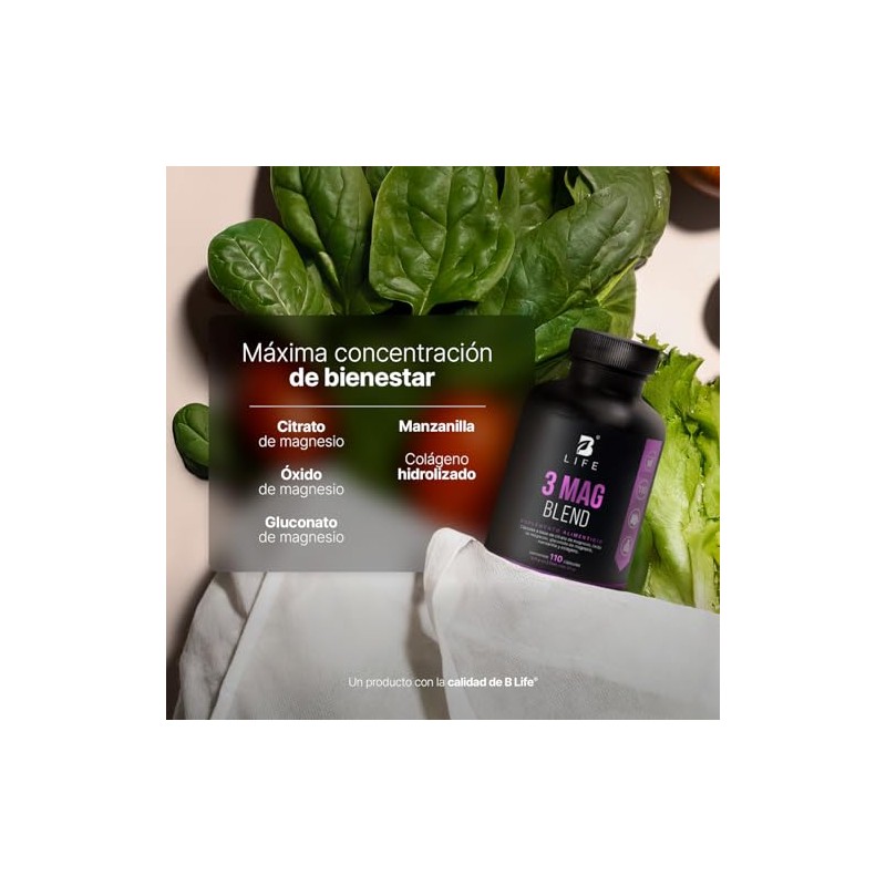 B Life Citrato, Óxido y Gluconato de Magnesio 500 mg