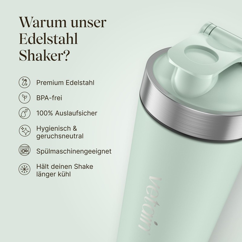 VETAIN Stainless Steel Shaker 700 ml - 100% Leak-Proof -