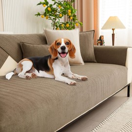 OTOB Chenille Couch Cover for Dogs Washable Non-Slip Sofa Protectors, Pet & Kid-Friendly Dog Couch Seat Covers, Furniture Protector Fits All Sofas Styles, All Seasons(Milky Coffee, 28"*82")
