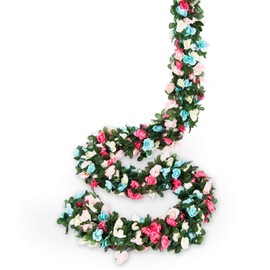 Miracliy 8 pcs 66 FT Flower Garland Fake Rose Vine Artificial Flower Hanging Rose Ivy Home Hotel Office Wedding Party Garden Craft Art Décor (Pink+Blue)