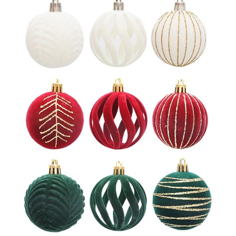 Shatterproof Christmas Ornaments Set – 6/12pcs Velvet Christmas Tree Hanging
