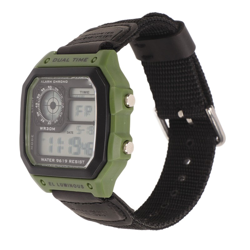 Digital Sport Watch Canvas Strap Luminous Waterproof Retro Sport Watch