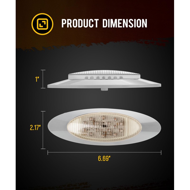 Partsam 10pcs 6.5" LED Marker Lights [DOT Approved], Oval Amber