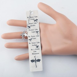 BLEOUK Four Wiing Stainless Steel Bookmark Dragon Xaden Riorson Book Page Markers Bookworm Fly Dragon Book Lover Gift