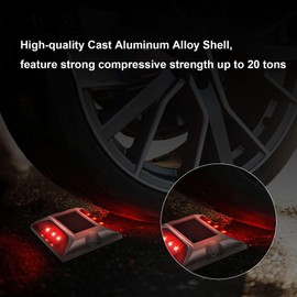 Aolyty Solar Driveway Dock Lights, IP68 Waterproof Deck Lights Outdoor, Warning Step Reflective Road Marker for Sidewalk Stair Garden Pathway Walkway (2 Pack, Red)