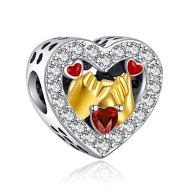 Rimgoris 925 Sterling Silver Charm for women bracelets necklace I Love You Forever Heart Charm Women Bracelet Charm