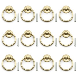 Asamuyu 12 Pieces Drawer Pull Ring Knobs Metal Ring Pull Handle Knobs Used for Cabinet Drawer Cupboard Dresser Door (Gold)
