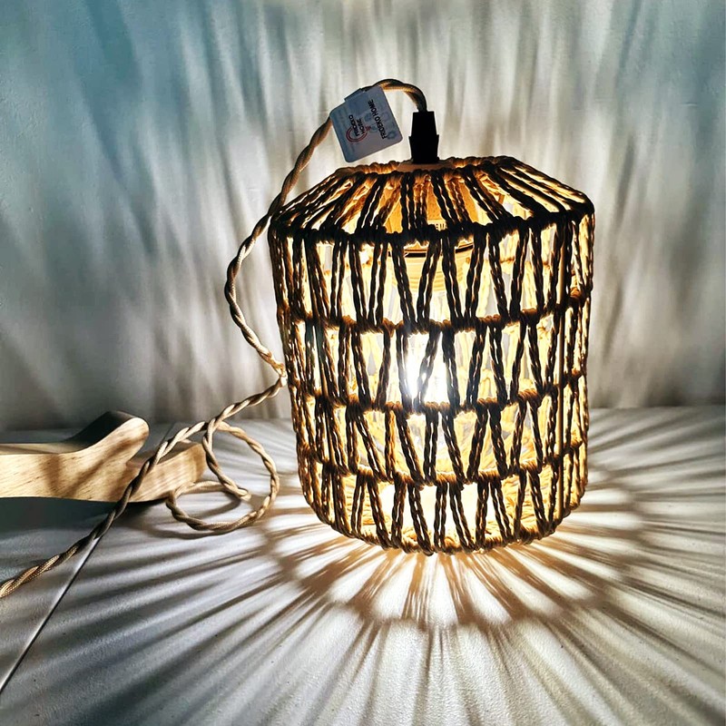 Frideko Plug in Wall Sconces Set of Two Hand Woven
