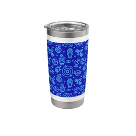 Space Exploration Icons Cosmic Pattern Design Stainless Steel Insulated Tumbler