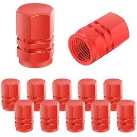 CGEAMDY Valve Caps for Car Tyres, Pack of 12 Aluminium Car Wheel Caps, Waterproof Universal Tyre Valve for Cars, Trucks, Motorcycles, SUVs and Bicycles (Red)