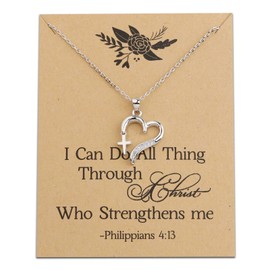 LQRI First Communion Necklace Holy Communion Gifts Dainty Love of God Heart Necklace with Cross Charm Christian Jewelry Confirmation Gift (silver)