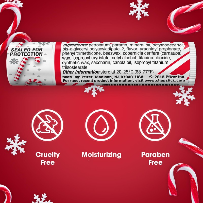 ChapStick Lip Balm, Candy Cane, 6-Count – Fresh & Minty