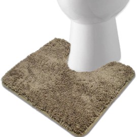 Toilet Mat, Fluffy/Washable Toilet Mat, Scandinavian Toilet Rug, Stylish, Toilet Carpet, Absorbent, Quick Drying, Anti-Slip, Solid Color, Toilet Mat, 23.6 x 19.7 inches (60 x 50 cm) (Brown)