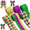 6 Rolls Mardi Gras Ribbon, 2 Inch x 5 Yards,