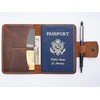 Handmade Passport Leather Case, Wallet Credit Card Holder (Dark Brown)