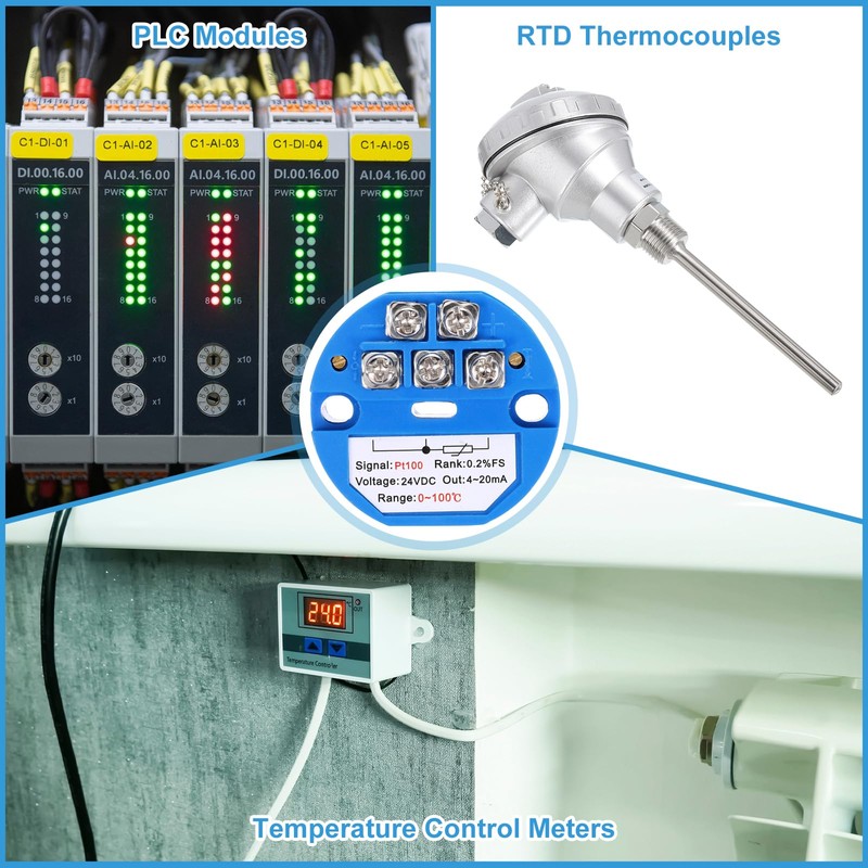 sourcing map 0-100C RTD PT100 Temperature Sensor Transmitter Module 4-20MA
