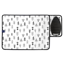 Encasa Homes Ironing Mat/Pad (Small 28"x20") with 3mm Padding & Silicone Iron Rest for Steam Pressing on Tabletop or Bed - Heat Resistant, Portable, Quilting & Travel Blanket - Black Arrow