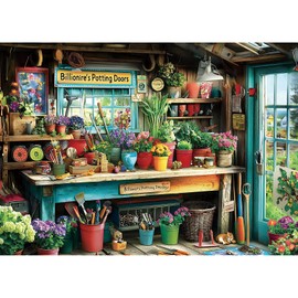 MINIWAN 1000 Piece Jigsaw Puzzle for Adults - Billionaire's Potting Shed Garden with Colorful Plants & Tools, 27.5x19.7 Inches Unique Challenging Adult Puzzle for Relaxation & Home Decor