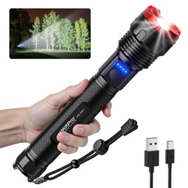 WdtPro Rechargeable Flashlights High Lumens, Super Bright Flashlight, Powerful LED Flashlight with 5 Modes, Long Runtime, Adjustable Focus, IPX7 Waterproof, Type-C & USB Charging for Emergencies