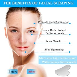 Rodillo facial de acero inoxidable y Gua Sha, herramientas faciales Gua Sha de acero inoxidable