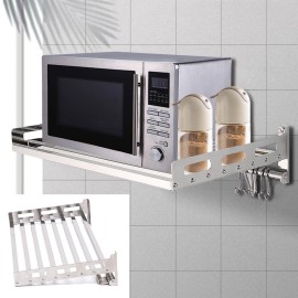 TBvechi Microwave Oven Rack Wall Mount Oven Bracket Stainless Steel Cooker Holder Shelf