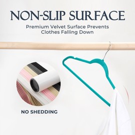 HOUSE DAY Mint Green Velvet Hangers 60 Pack, Premium Clothes Hangers Non-Slip Felt Hangers, Sturdy Mint Green Hangers Heavy Duty Coat Hangers, Durable Suit Hangers Space Saving No Hanger Mark