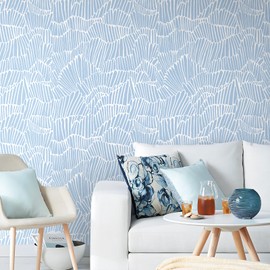 Guvana Peel and Stick Wallpaper Blue Contact Paper Peel and Stick Bathroom Wallpaper Striped Modern Wallpaper Blue and White Wallpaper for Bedroom Cabinets and Drawers Removable 17.3"×78.7"(Blue)