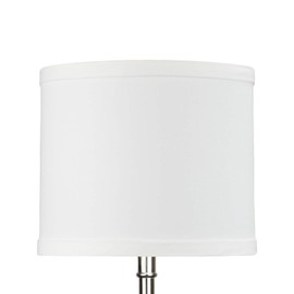 FenchelShades.com 7" Top Diameter x 7" Bottom Diameter x 6" Height Fabric Drum Lampshade European Attachment with 1" Drop (Linen White)