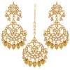Aheli Exquisite Design Faux Kundan Chandbali Earrings Maang Tikka Set