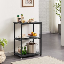 VECELO Tall End Side Table,30" Height Nightstand with 3-Tier Storage Shelf for Living Room Bedroom Office Hallway Study