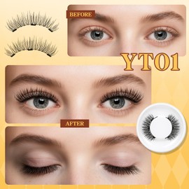 QUEWEL Magnetic-Eyelashes with Applicator, 1 Pair Reusable Magnetic-Lashes Natural Look, No Glue Needed False Eyelashes Kit, Easy to Wear and Remove (DT-Magnetics Eyelash Kit-A)