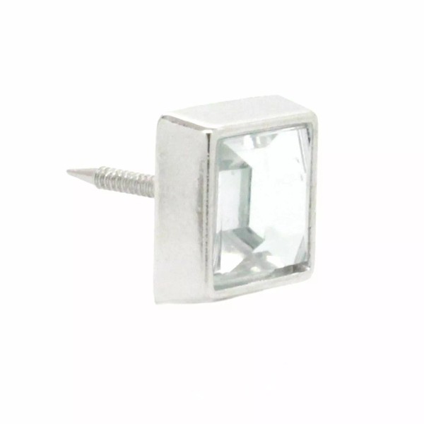 Tandy Leather Clear Crystal Square 1/2" Tack Upholstery Nail Nickel