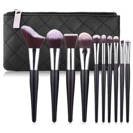 Juego de brochas de maquillaje Juego de brochas de maquillaje de 10 piezas con bolsa Mezcla de base Blush Eyeliner Shadow Brow Corrector Brushes Kit  