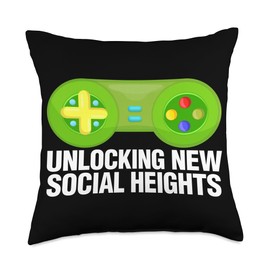 Unlocking New Social Heights Video Game Throw Pillow