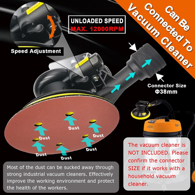 MOMODA Professional Air Random Orbital Sander, 6 inch Dual Action