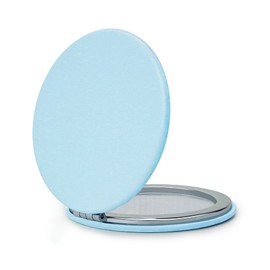 Compact Mirror for Purse, PU Leather Round Shell, Double-Sided 1X/2X Magnifying, Portable Travel Makeup Mirror, Small Pocket Mirror, 4 Pack, Blue