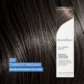 Bondbar 2N Darkest Brown Bonding Permanent Creme Hair Color, Repairing hair dye for all hair types, Vegan, Built in Bonding, 2.05 Oz