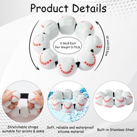 GQIRIL Wrist Ankle Weights for Women - Set of 2 (0.36 lb Each) Wearable Waterproof Training Weight Bracelets, Silicone Strength Workout Weighted Bangles for Walking Running Pilates Aerobics (Baseball)