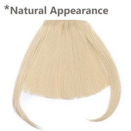 One Piece Bangs Clip in Front Fringe Clip on Hair Bang Extensions Synthetic Hairpieces with Temples #Bleach Blond